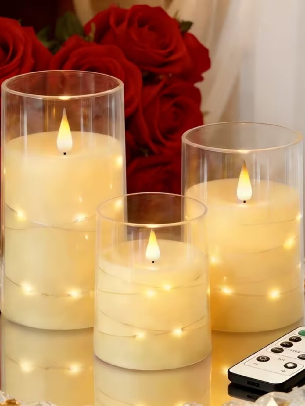 3 pc Flameless Candle Set with Remote/Timer Control - New
